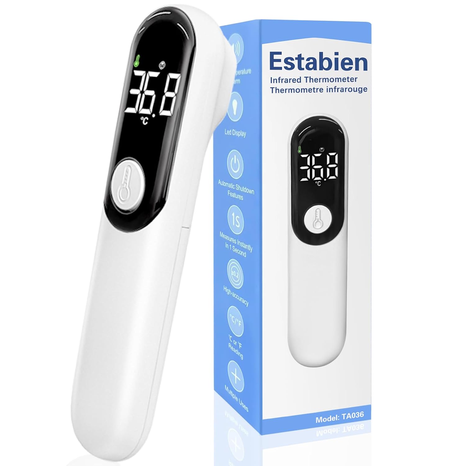 Detalle de Estabien TA036 Digital Infrared Thermometer for Adults and Kids, Large LED Display