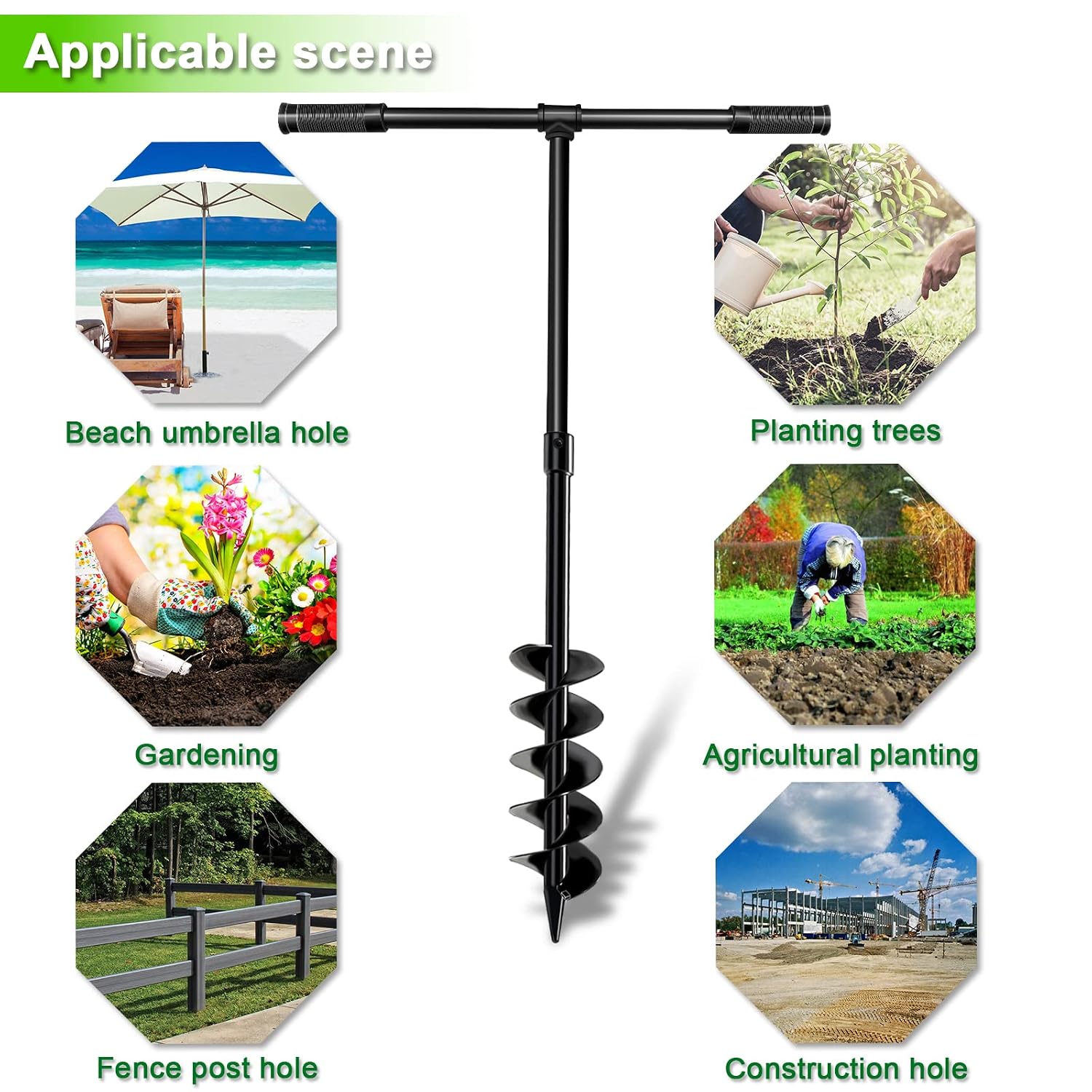 Thumbnail 6 de LONGRUN 460dg Manual Garden Auger, 4- and 6-Inch Alloy-Steel Bits