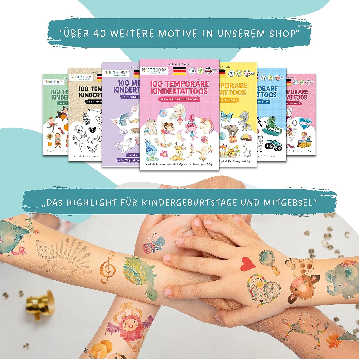 Detalle de Papierdrachen 100 besonders hautfreundliche Kindertattoos – Tattoos Roboter und Monster (Set 30)