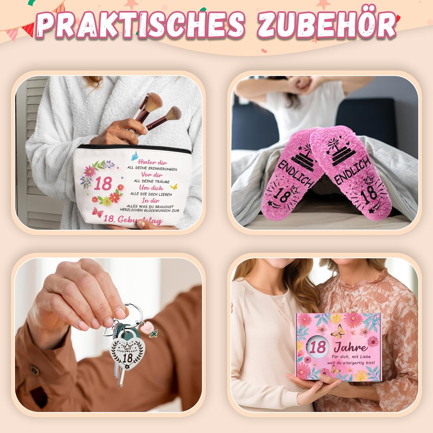 Thumbnail 5 de WAMIOKAGRO 18. Geburtstag Mädchen Geschenkset – Kosmetiktasche, Socken & Schlüsselanhänger