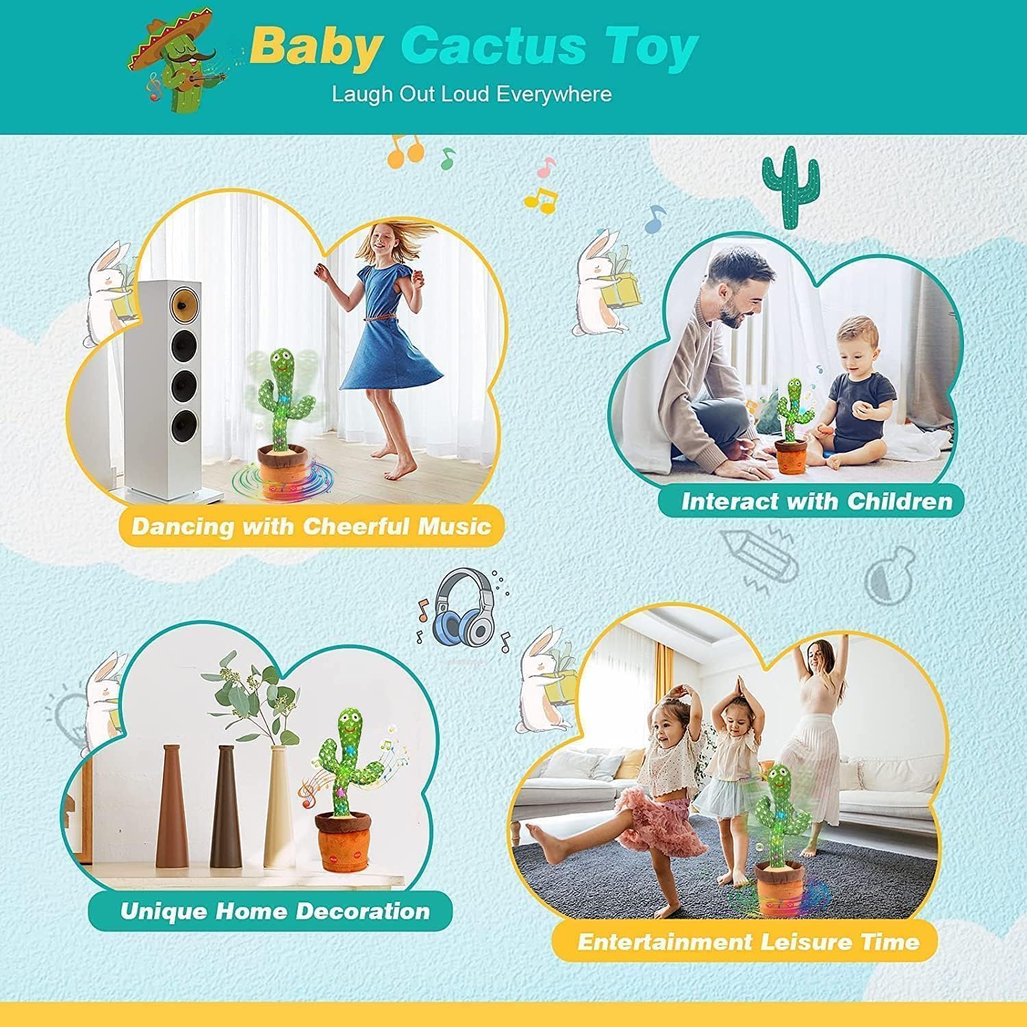 Thumbnail 4 de Edencomer Dancing Talking Cactus Toy