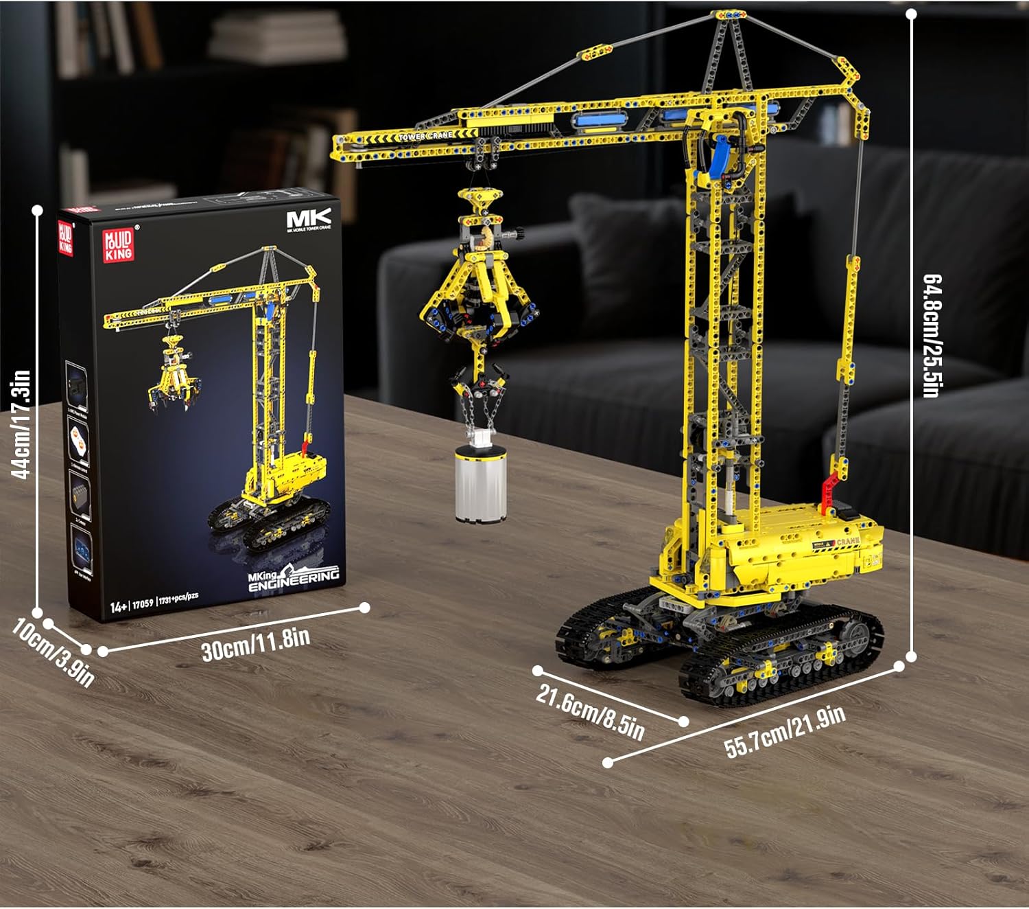 Thumbnail 4 de Mould King 17059 Technik Bagger Turmdrehkran – Klemmbausteine, 1731 Teile, 14+