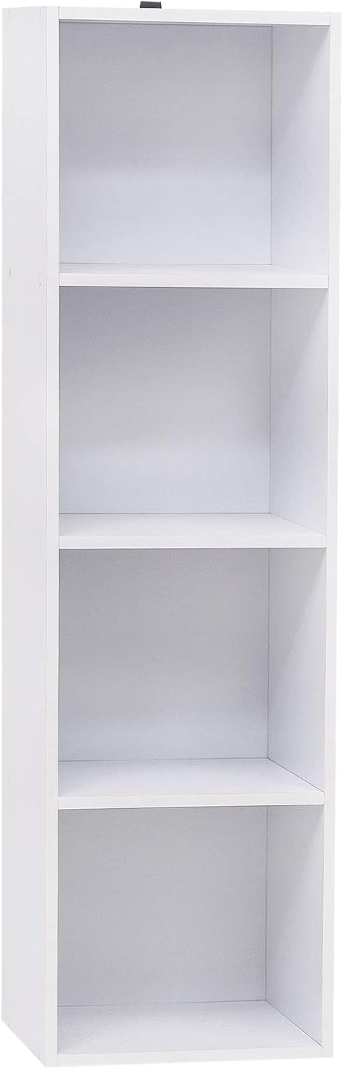 Detalle de Woltu SK003ws4 boekenkast met 4 open vakken, wit, 30 x 24 x 106 cm