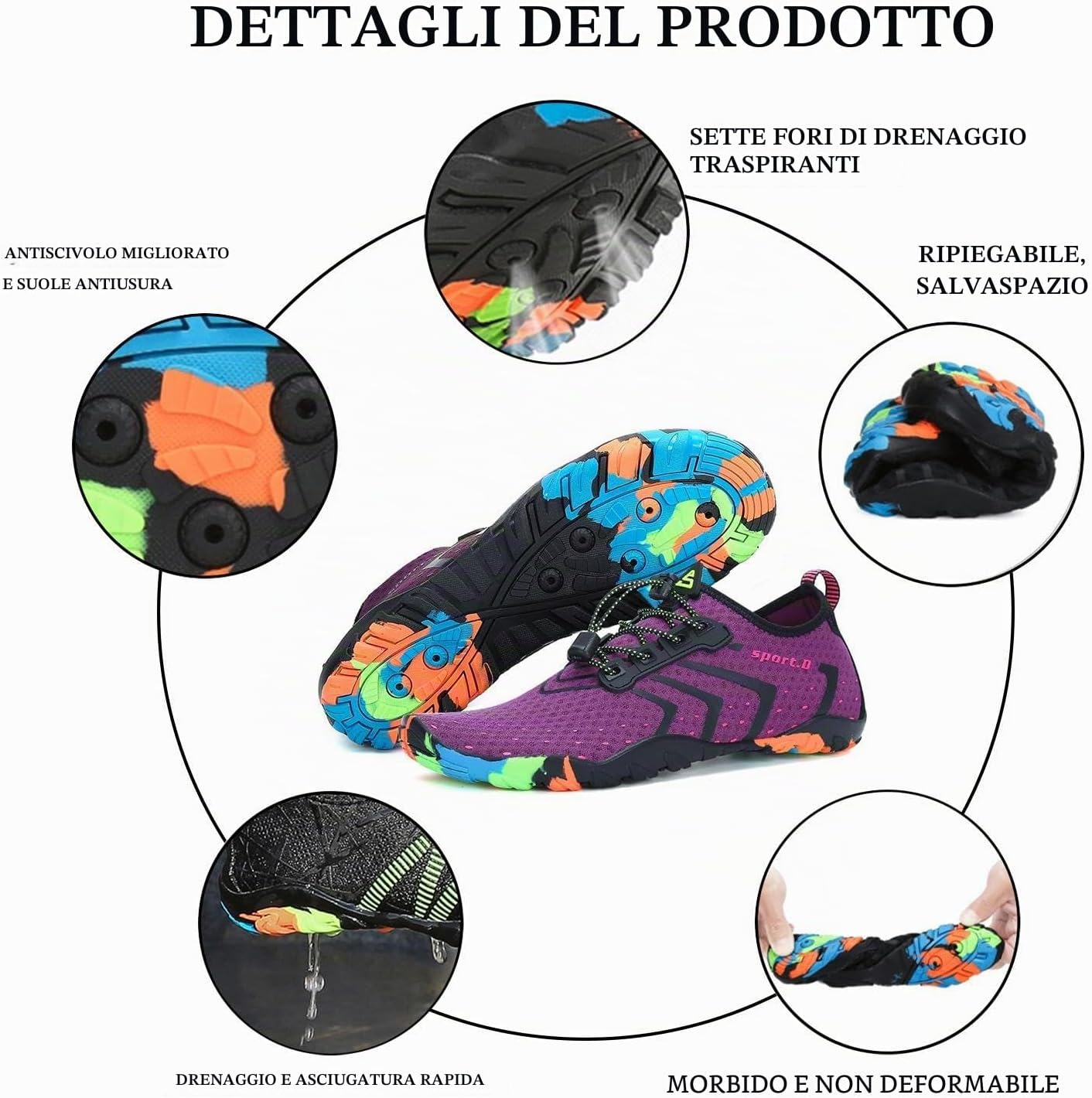 Detalle de SAGUARO Scarpe da Scoglio Uomo e Donna: scarpette da spiaggia leggere, traspiranti e antiscivolo