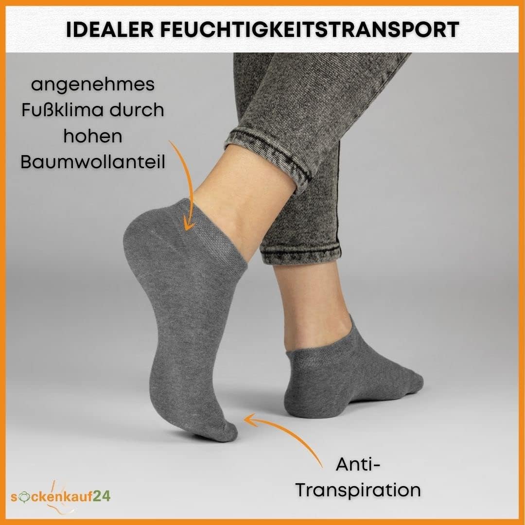 Thumbnail 3 de 10 Paar Premium Sneaker Socken Herren & Damen – gekämmte Baumwolle, Komfortbund, kein Drücken, OEKO-TEX