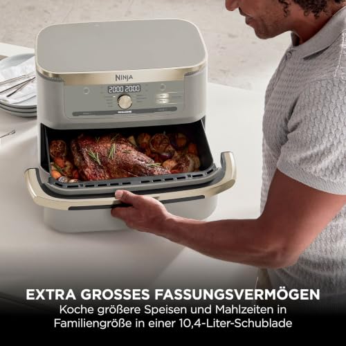 Thumbnail 3 de Ninja Foodi FlexDrawer Heißluftfritteuse 10,4 L Stone/Gold – Dual-Zone-Fritteuse für große Familien