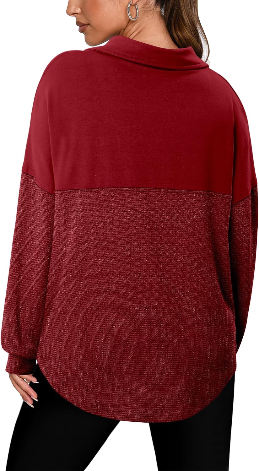 Detalle de CHICZONE Women’s Oversized Quarter-Zip Sweatshirt – soft fleece pullover for everyday wear