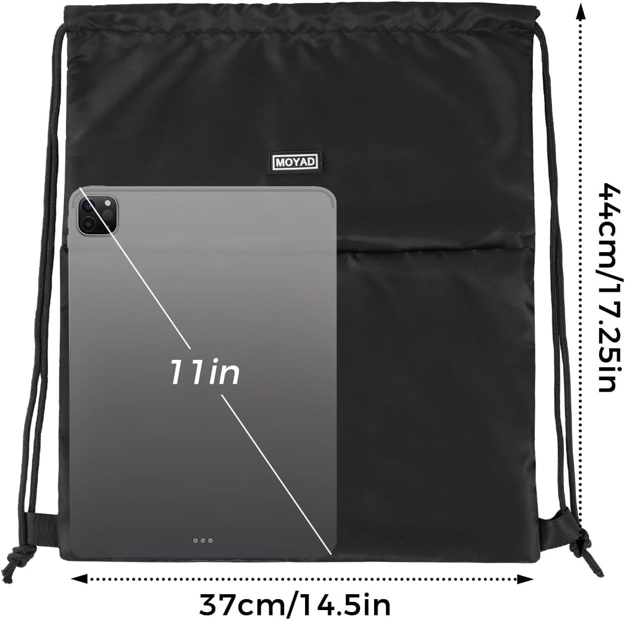 Detalle 2 de Moyad Drawstring Bags for Kids & Adults 37x44 Cm – Lightweight, Versatile Gym Bag with Zip Pocket