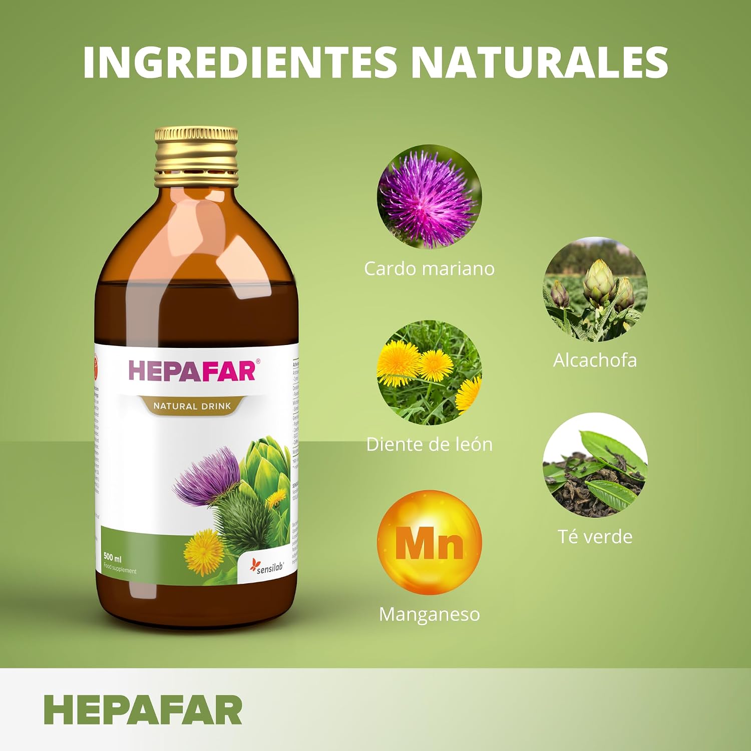 Detalle 2 de Hepafar Sensilab, Cardo Mariano y Té Verde, 2x500ml