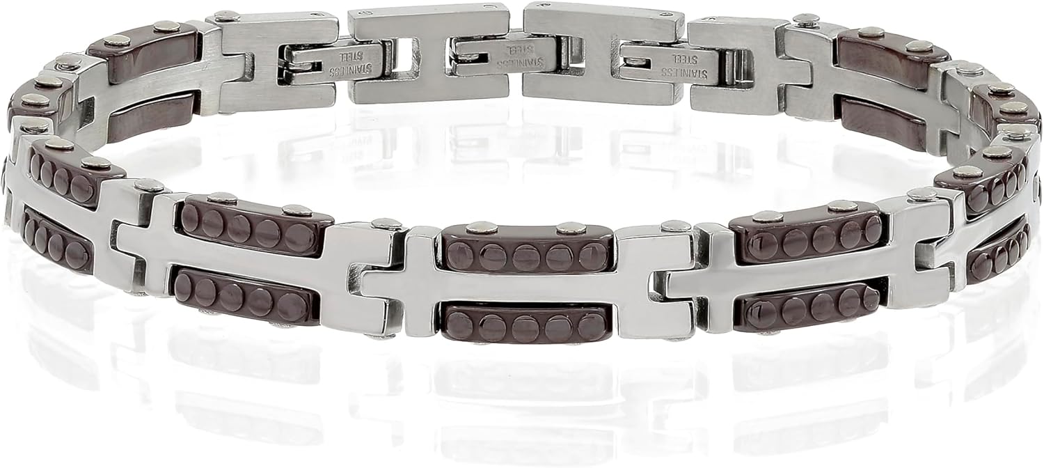 Detalle 2 de 10:10 Bracciale uomo in acciaio inox 316L con trattamento PVD – regolabile e confezione regalo