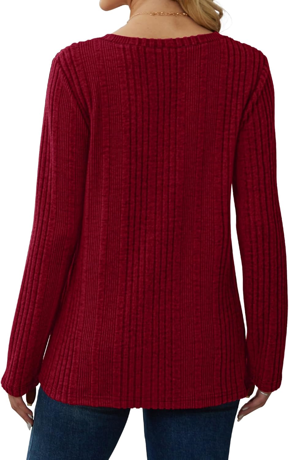 Thumbnail 4 de GLEENOD Damen Pullover mit V-Ausschnitt – leichtes Langarm-Sweatshirt in einfarbig