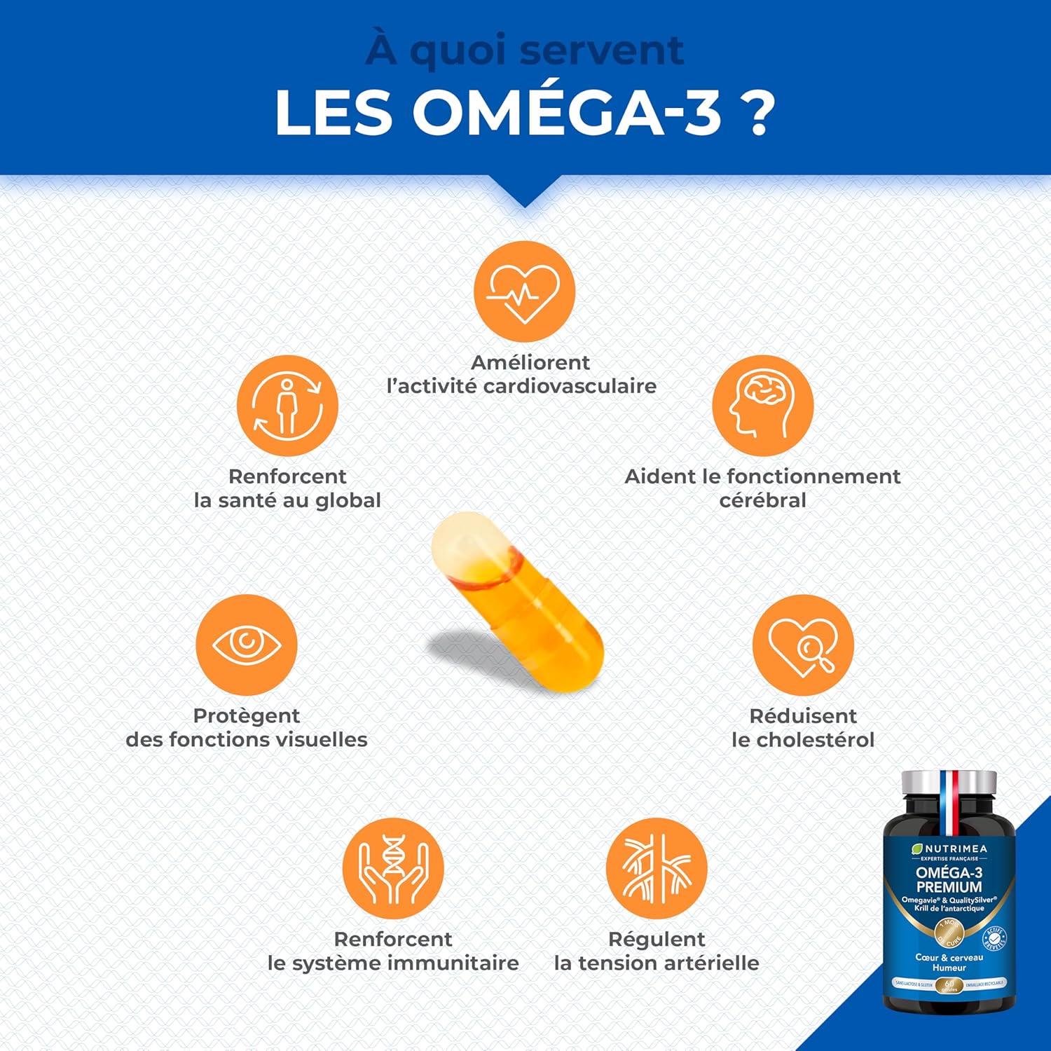 Thumbnail 1 de Nutrimea Omega 3 & Krill d’Antarctique (Breveté Omegavie®) — huile de poissons sauvages et astaxanthine