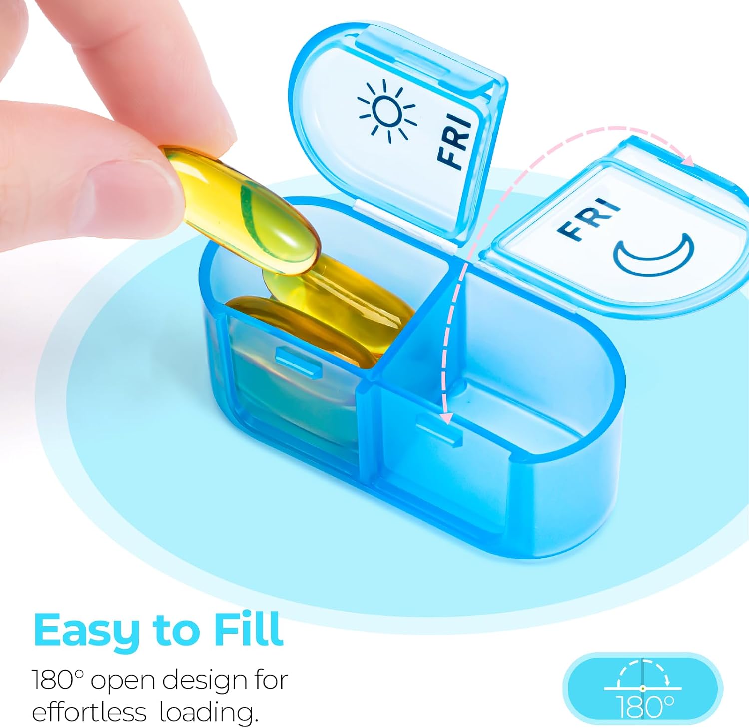 Thumbnail 3 de Pill Boxes 7 Day 2 Times a Day Large Daily Pill Organiser – BPA-Free Week-at-a-glance AM/PM Box