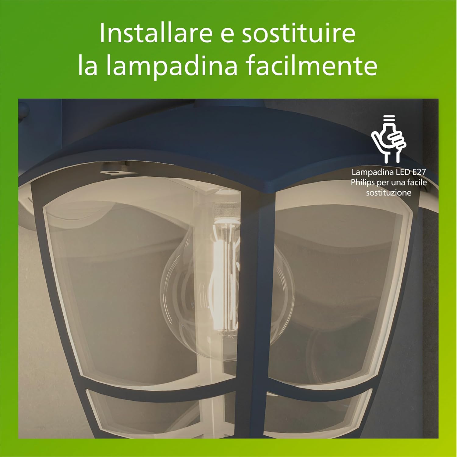 Thumbnail 4 de Philips Creek Applique LED da Esterno IP44: stile classico in alluminio bianco