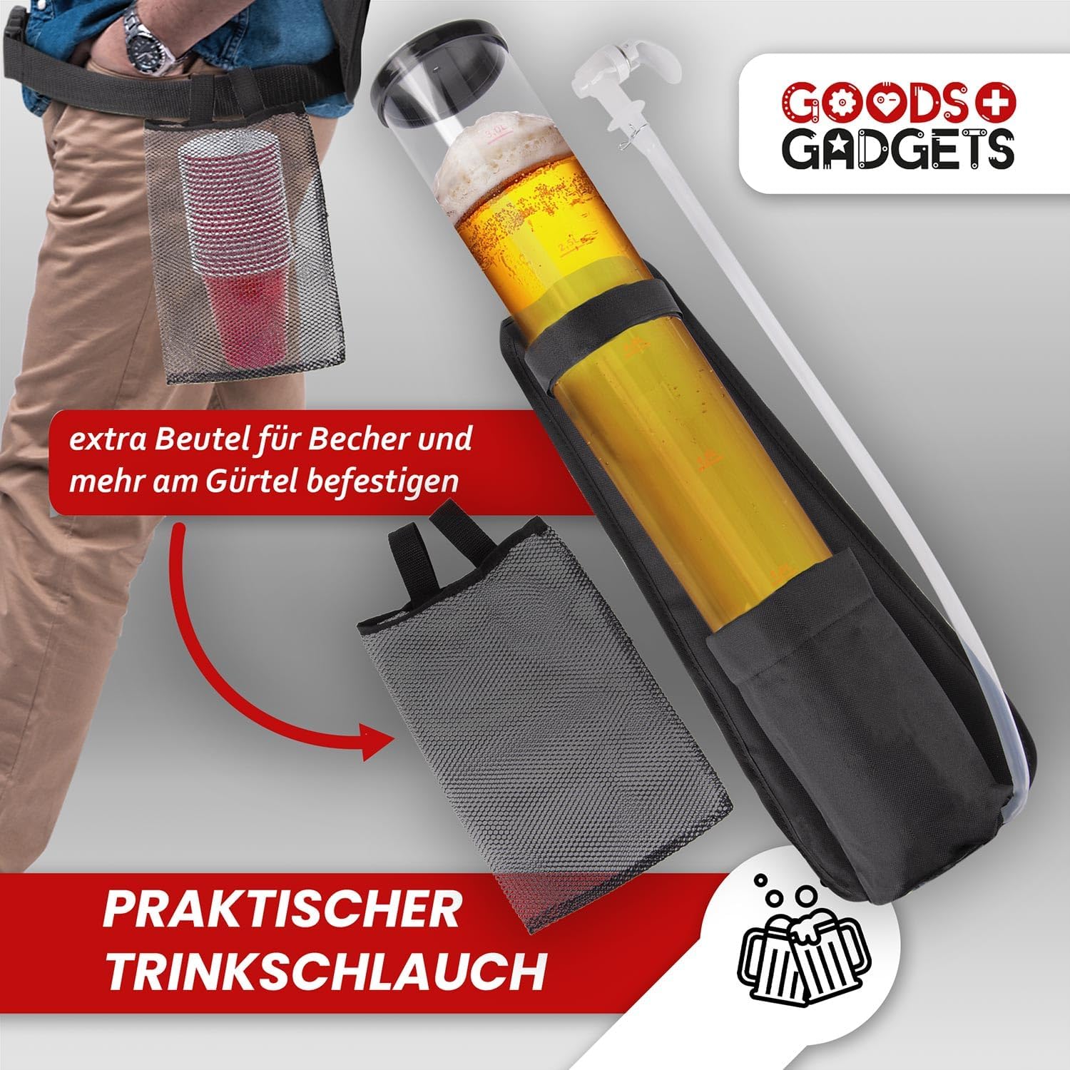 Detalle de GOODS+GADGETS Der Kulthit – Einzel Bierrucksack 1 x 3 Liter Fassungsvolumen