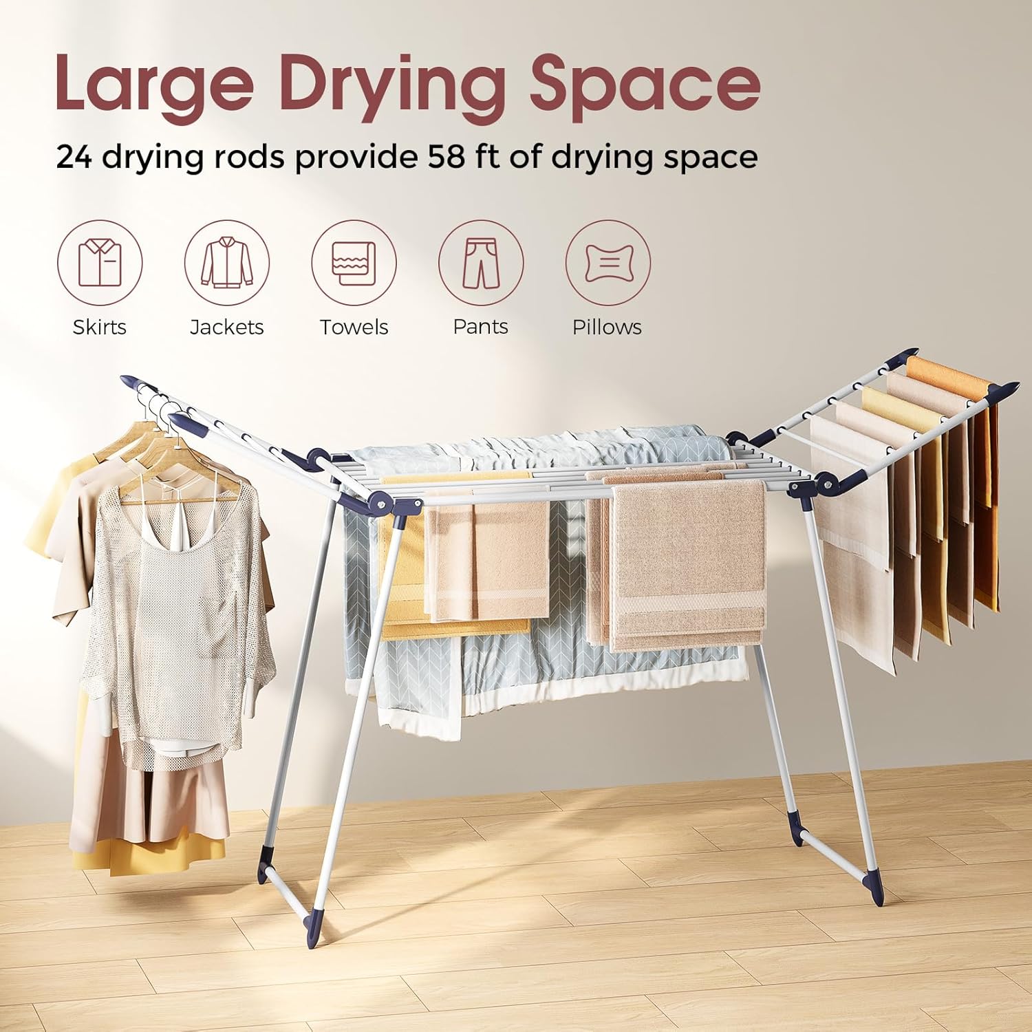 Thumbnail 4 de SYKIARIOL winged clothes airer (foldable drying rack) 175 × 56 × 100cm, white