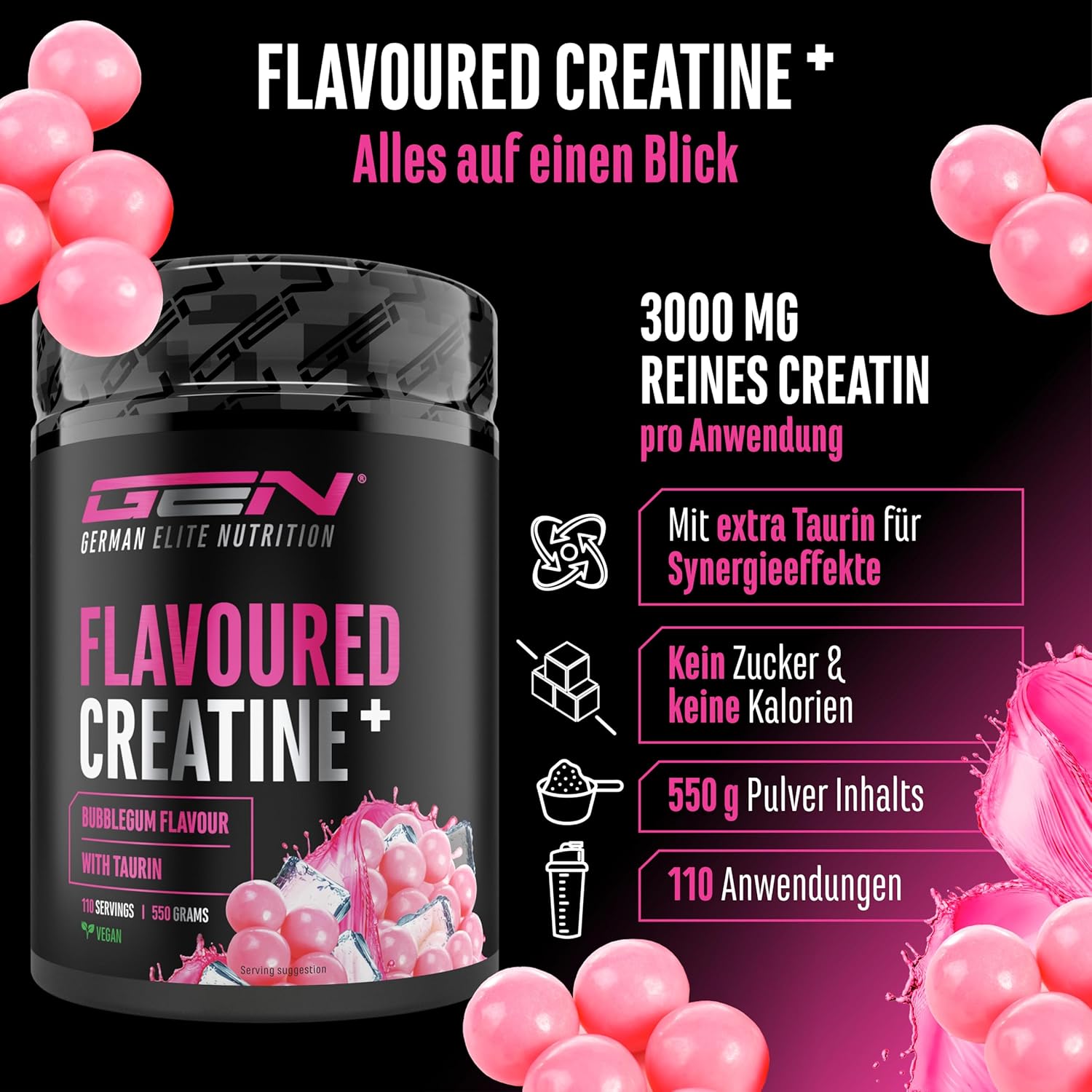 Thumbnail 1 de Flavoured Creatine Pulver 550 g – Monohydrat mit L-Taurin