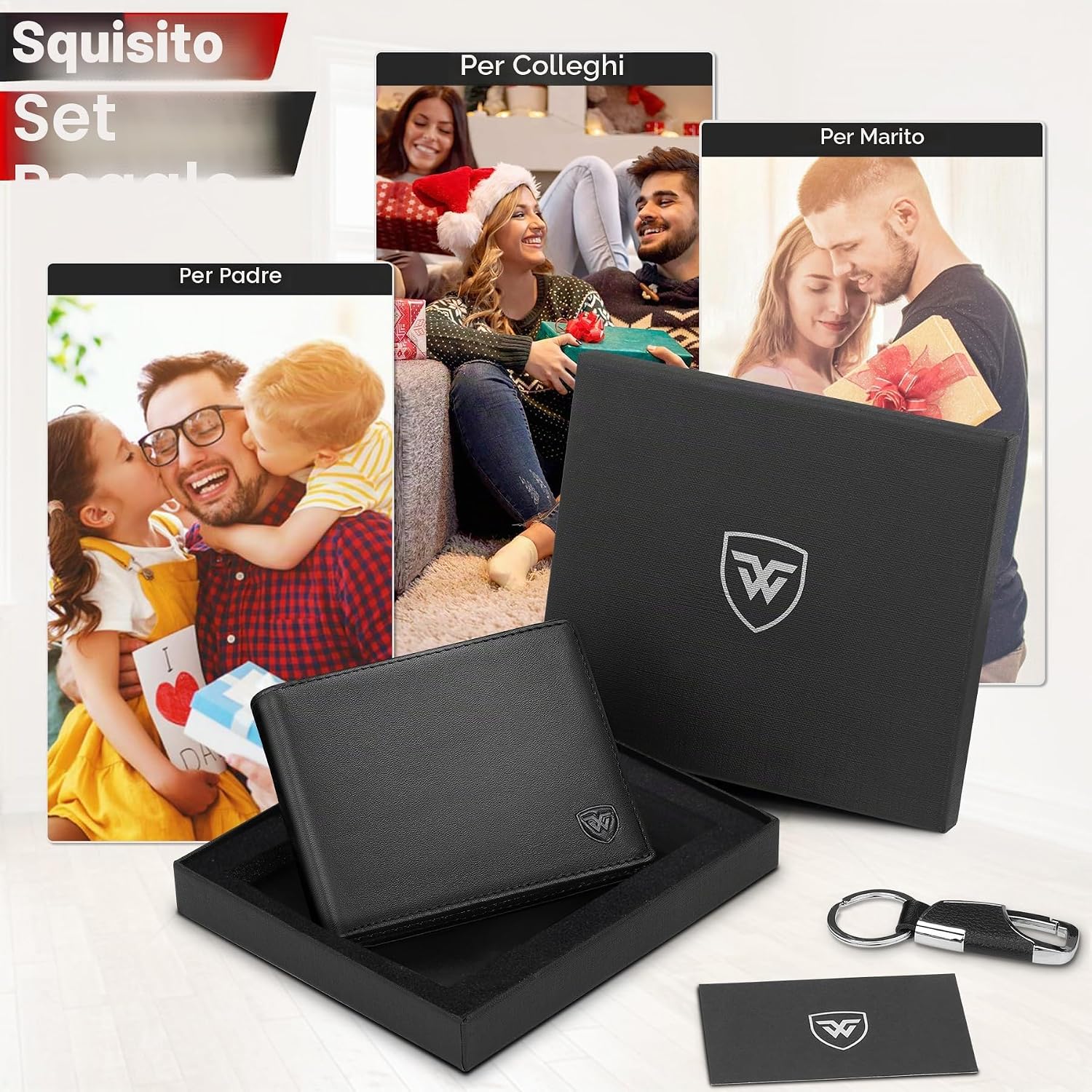 Detalle de WONSEFOO Portafoglio Uomo Slim in Pelle con Blocco RFID e Dettagli di Regalo - 9x14x2,6 cm