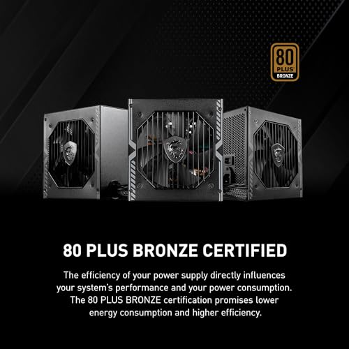 Detalle de MSI MAG A650BN: Fuente de alimentación Gaming 650 W 80 Plus Bronze, 12V Single‑Rail