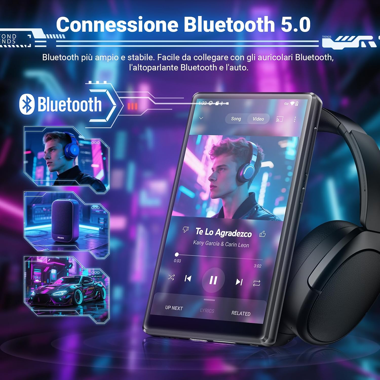 Thumbnail 3 de MECHEN 256GB Lettore MP3 con Spotify Bluetooth WiFi, Android 13 (X56-D)