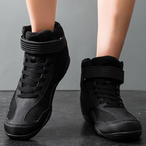 Thumbnail 1 de Mufanton Botas de Lucha para Hombre – Zapatillas de entrenamiento ligeras con suela de goma y cierre mixto (EU37, Negro)