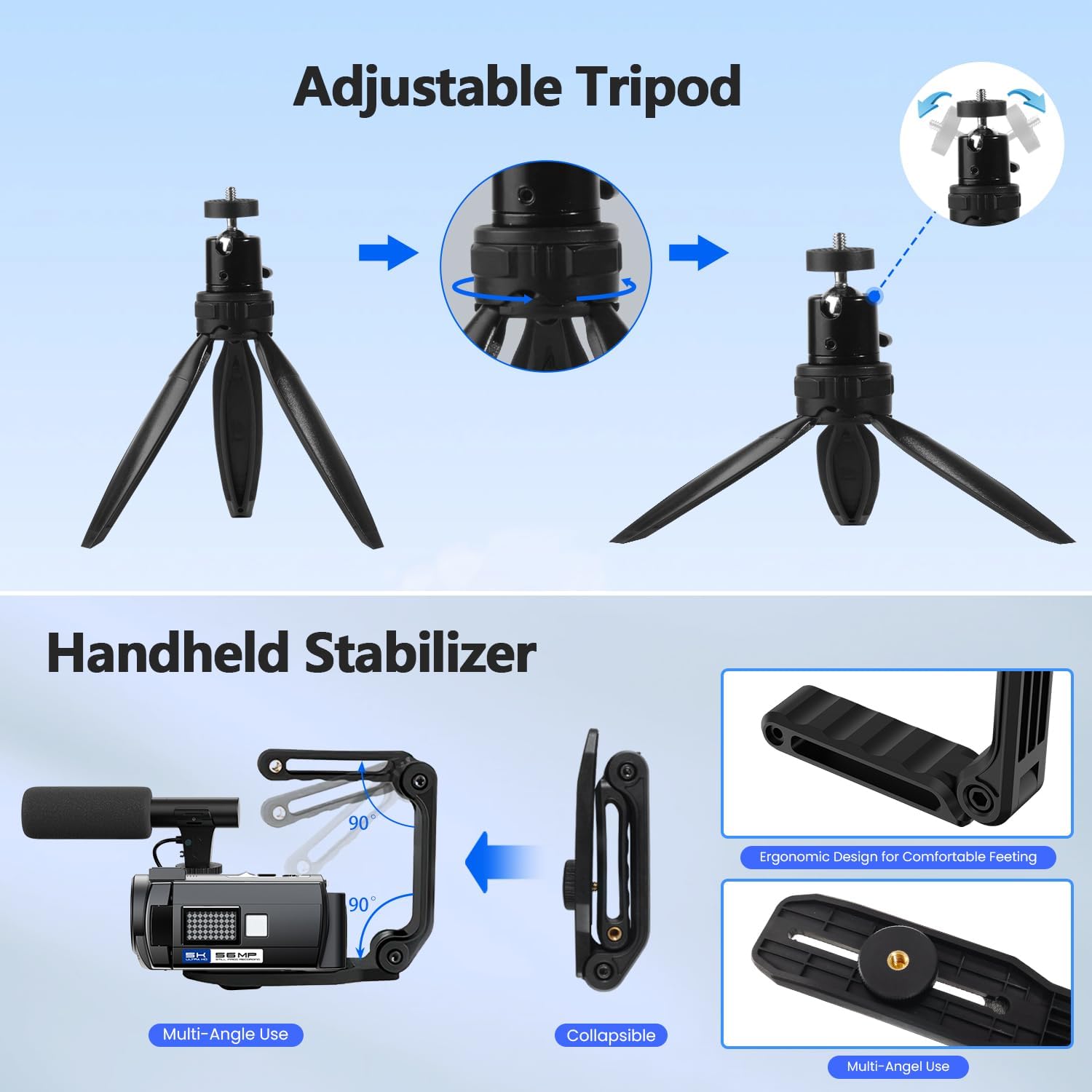 Thumbnail 6 de Videokamera Camcorder 5K mit 56MP, 3-Zoll-Touchscreen, IR-Nachtsicht & WiFi (Vlogging-Set)