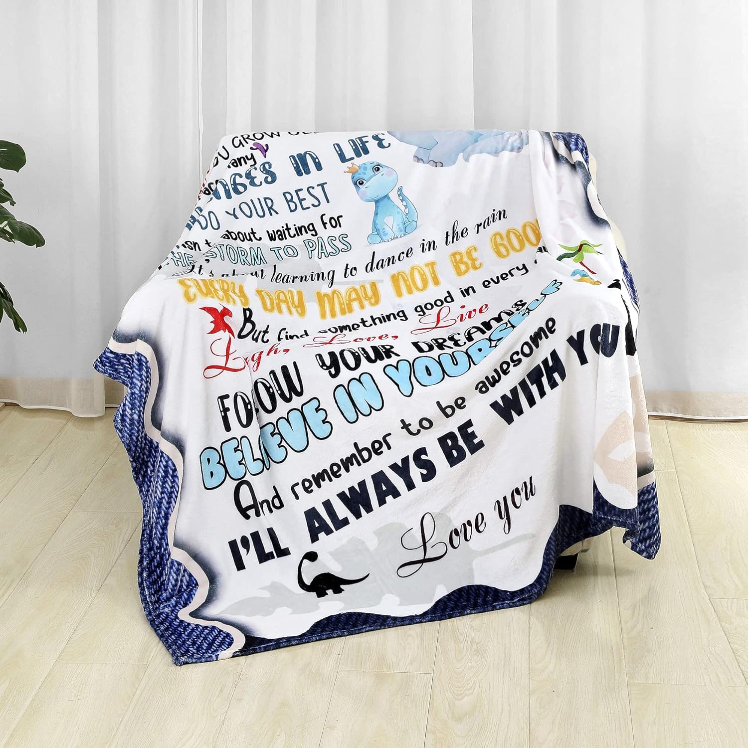 Thumbnail 2 de YunTu Dinosaur Throw Blanket for My Grandson (50'' x 60'')