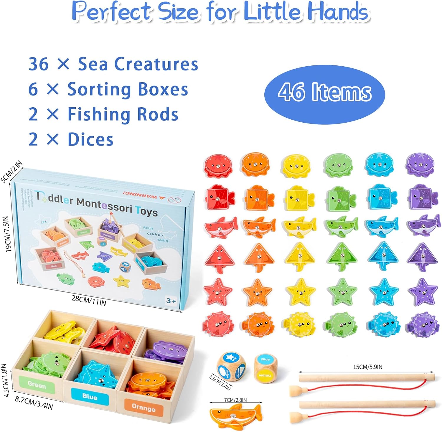 Detalle 1 de Smartwo Wooden Magnetic Fishing Game for Kids