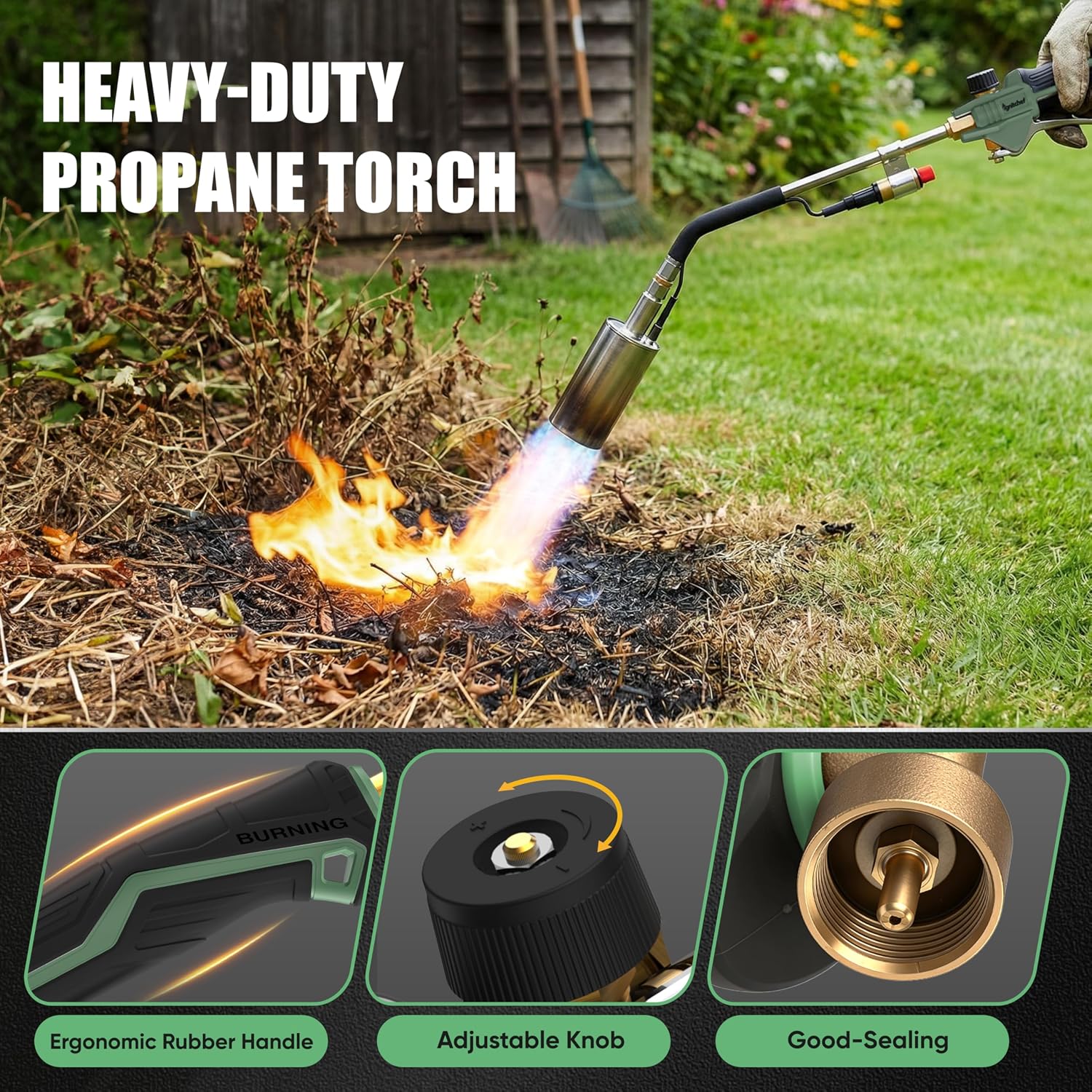 Detalle de IgnitChef Weed Torch, 340,000 BTU, 12.5 ft Hose, Piezo Igniter