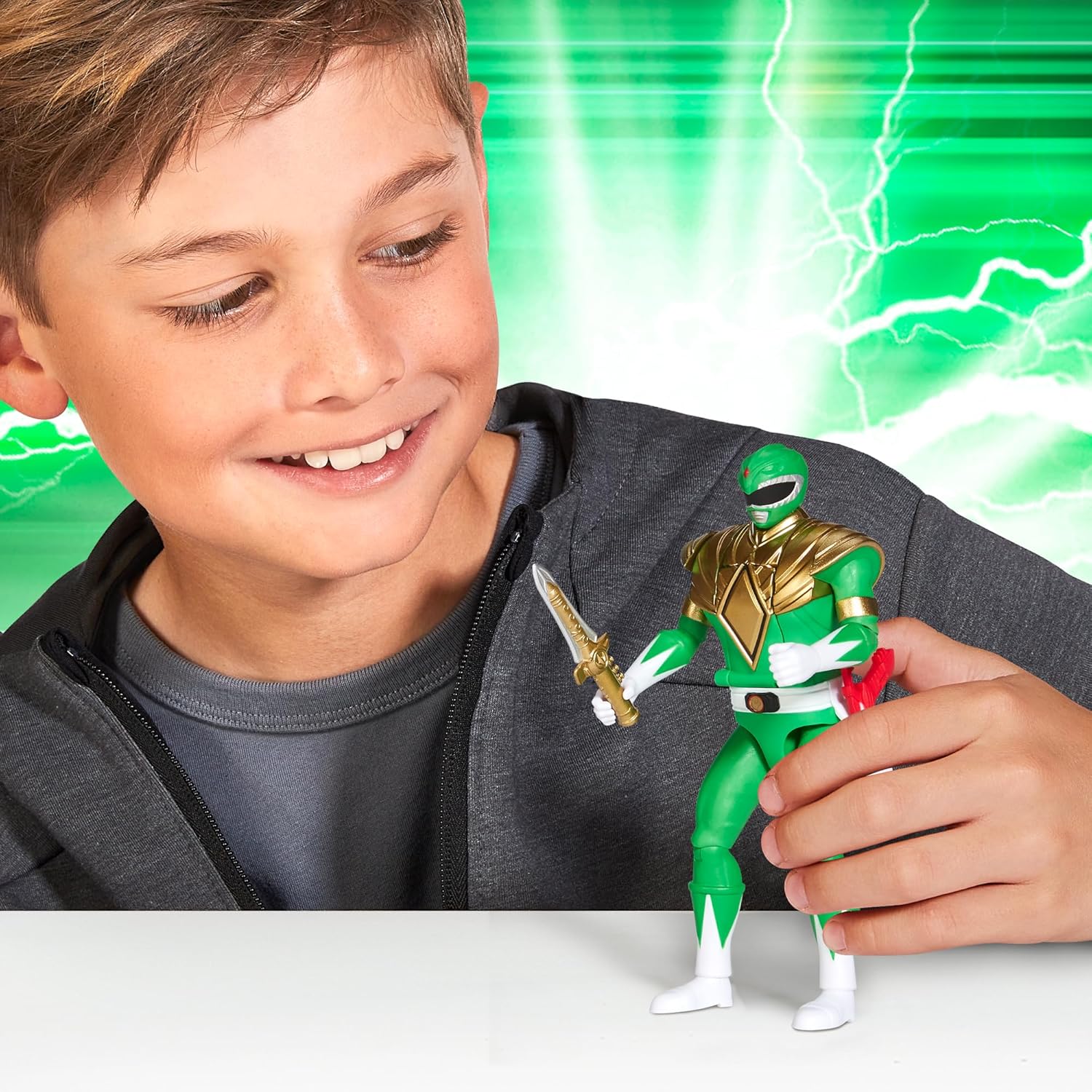 Thumbnail 4 de Power Ranger - Auto-Morphin, Figurine articulée 2-en-1 (Tommy Oliver, Ranger Vert) – 15 cm