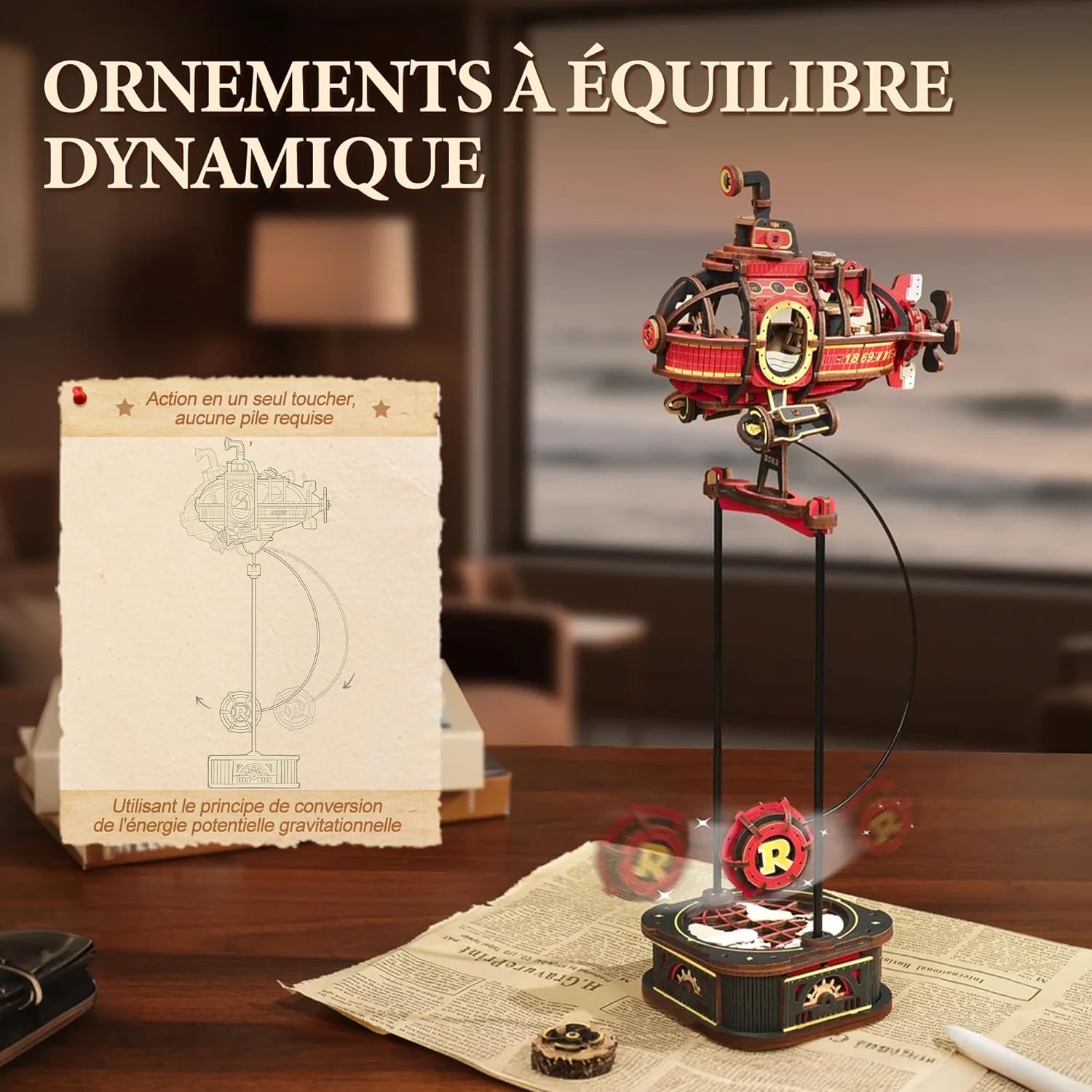 Detalle de ROKR Puzzle 3D Bois Maquette de sous-Marin – Deep-Sea Adventurer (MCD04)