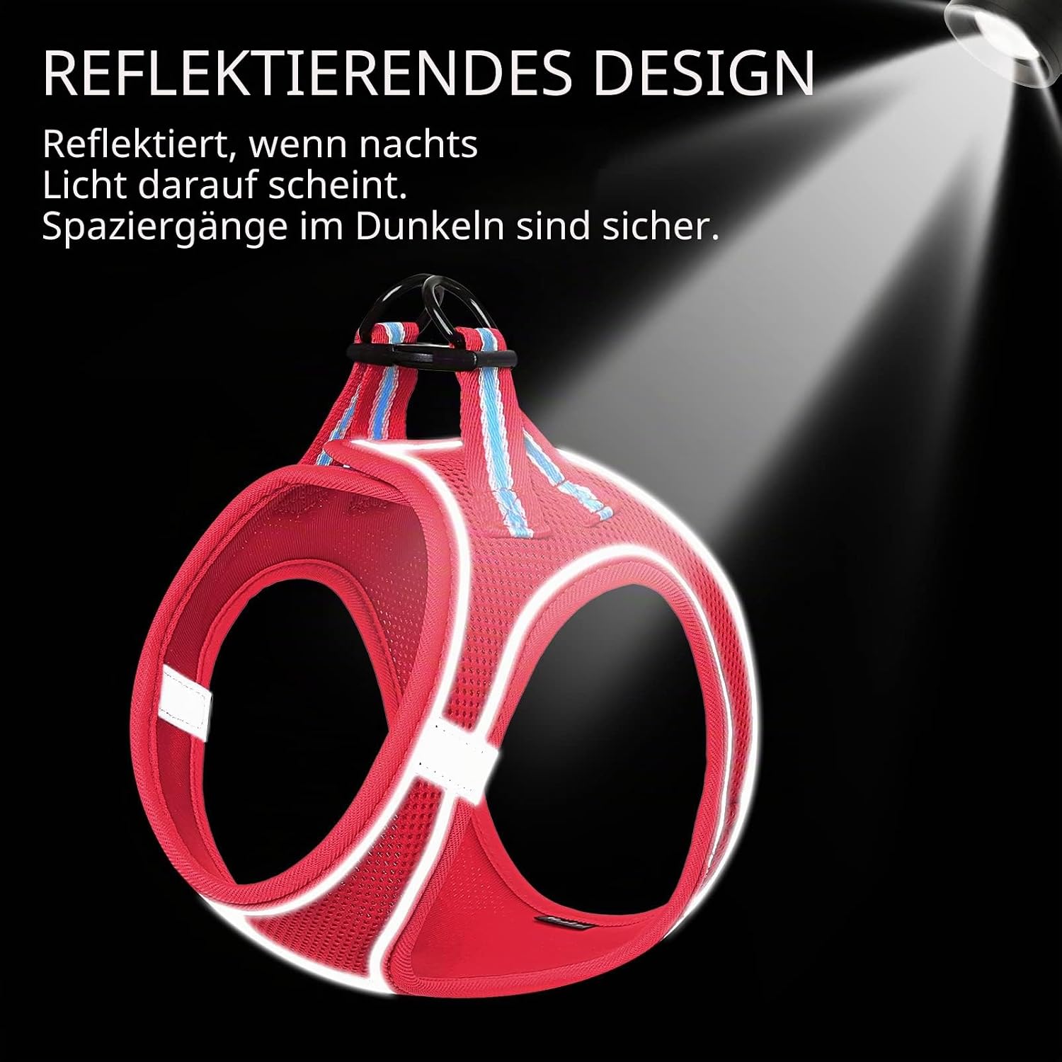 Detalle de HEELE Geschirr Hund Klein – verstellbares Air Mesh Hundegeschirr, reflektierend, XS, Rosenrot
