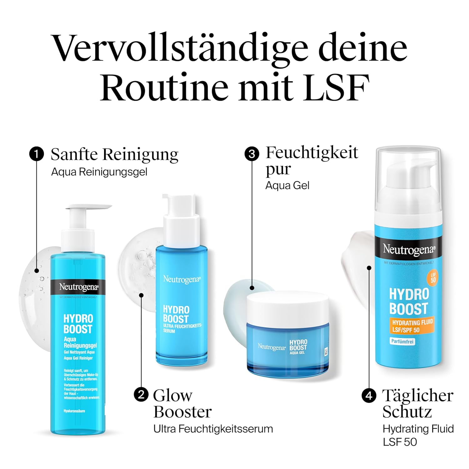 Detalle 2 de Neutrogena Hydro Boost Aqua Fluid LSF 50 – leichte, parfumfreie Tagescreme mit Hyaluronsäure