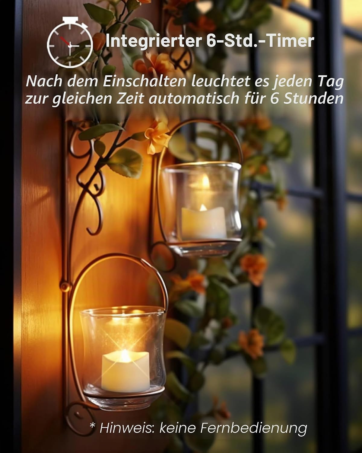 Detalle de Homemory 12 LED-Teelichter mit Timer – flammenlose Kerzen mit Batteriebetrieb