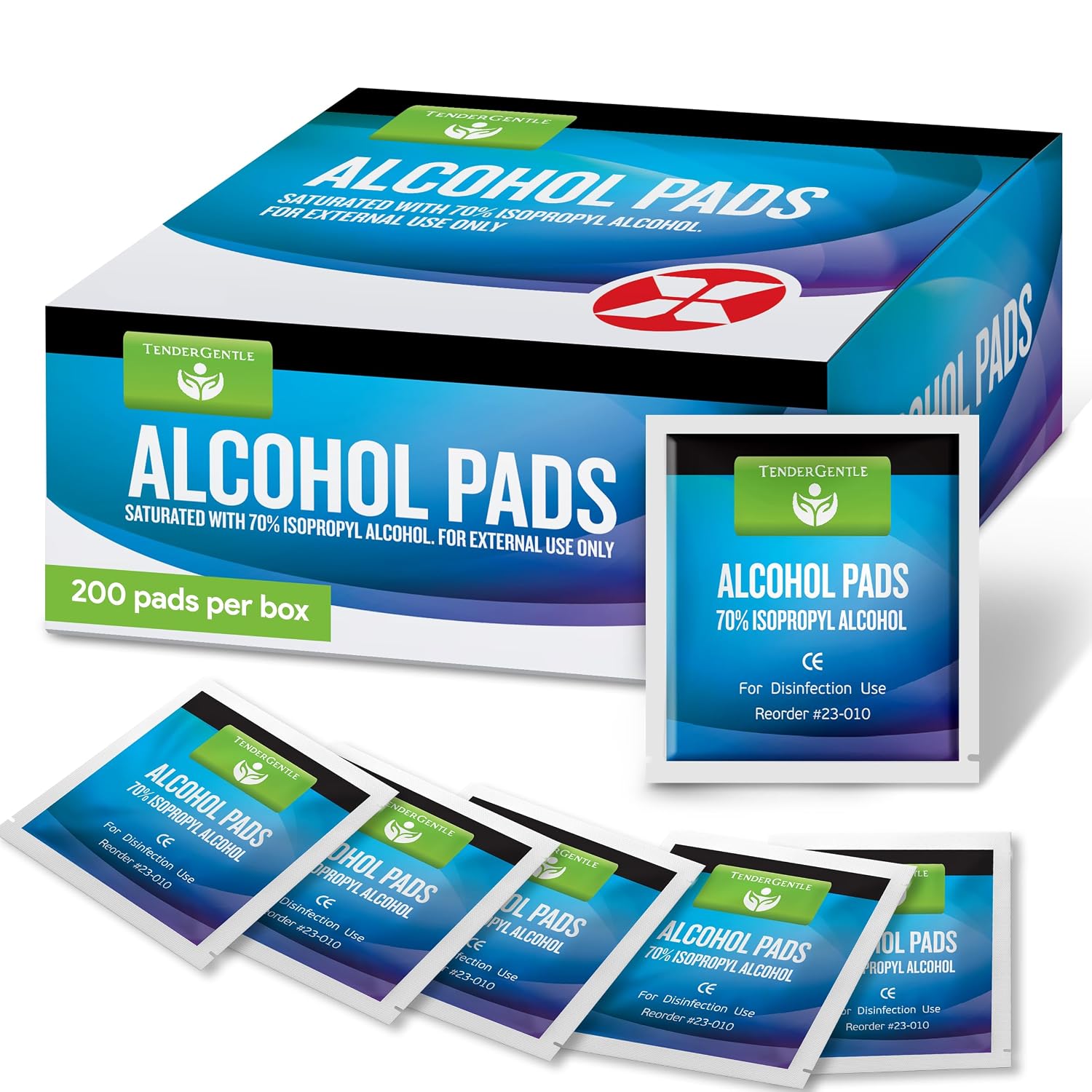Detalle de TenderGentle Alcohol Prep Pads, 70% Isopropyl, Individually Wrapped, 200 Count
