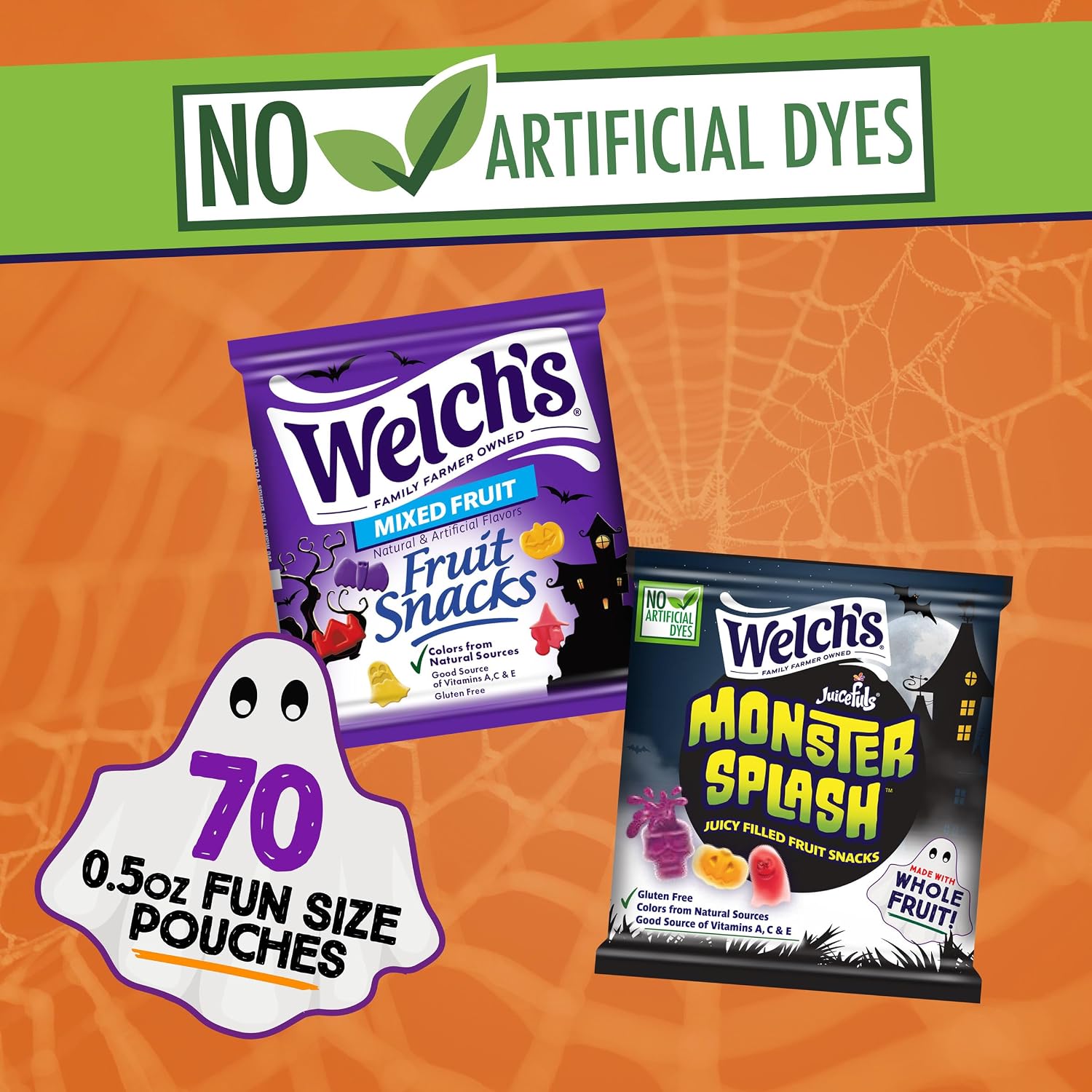 Detalle de Welch's Fruit Snacks Halloween Variety Pack, 70 Gluten-Free 0.5 oz Pouches