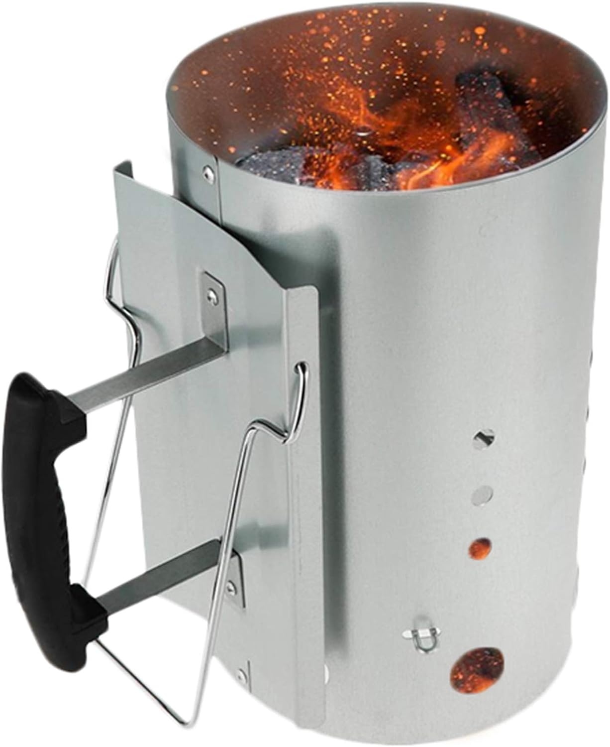 Detalle de SA Products BBQ Chimney Starter – Aluminium Charcoal Lighter Canister with Heat-Insulated Handle