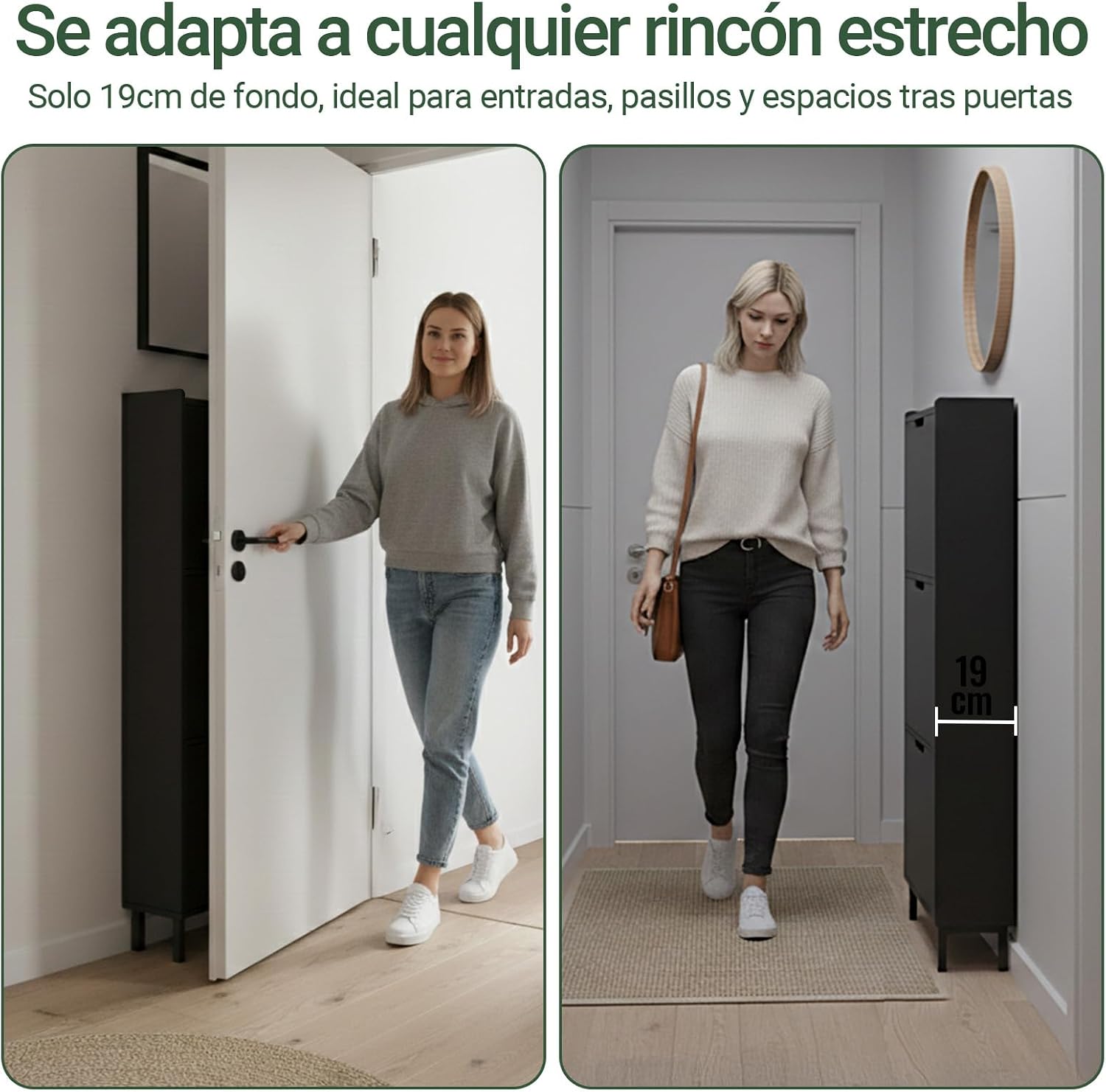 Detalle 2 de SoBuy FSR151-H-SCH Mueble zapatero estrecho 50x19x129 cm