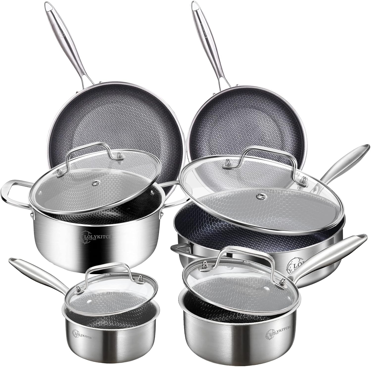 Detalle de LOLYKITCH 10-Piece Hybrid Tri-ply Cookware Set