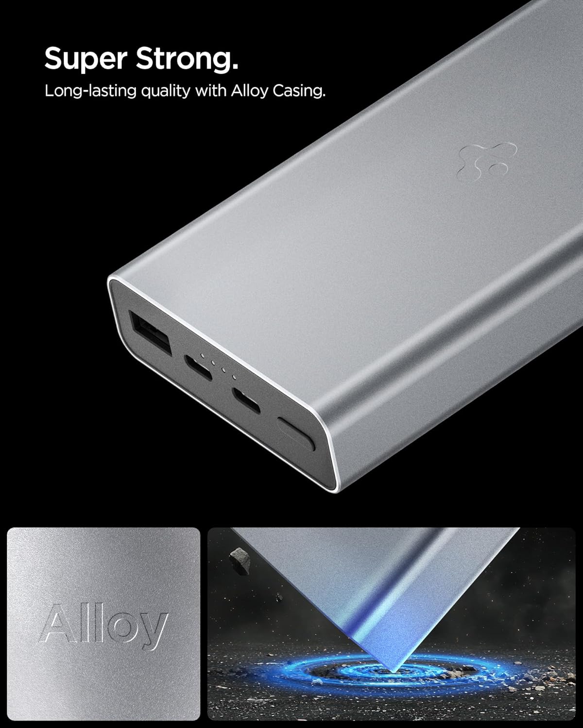 Thumbnail 3 de Spigen Essential Batterie Externe 20 000 mAh 30W (3 ports) — Power bank gris avec pochette