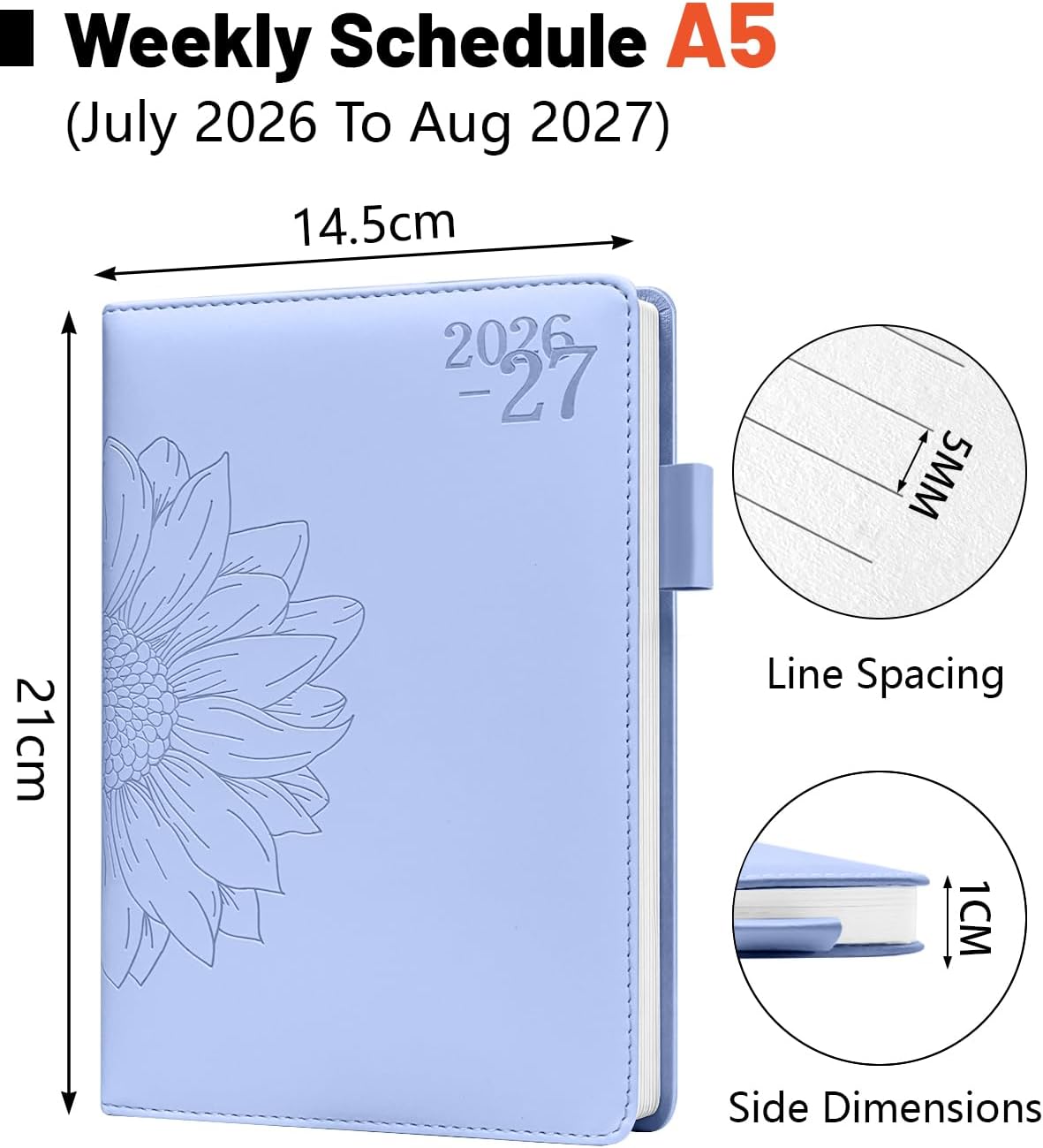 Detalle 2 de Diario 2026/2027 HW CASA – Agenda settimanale A5, Copertina impermeabile PU+CARTA, Luglio 2026–Agosto 2027