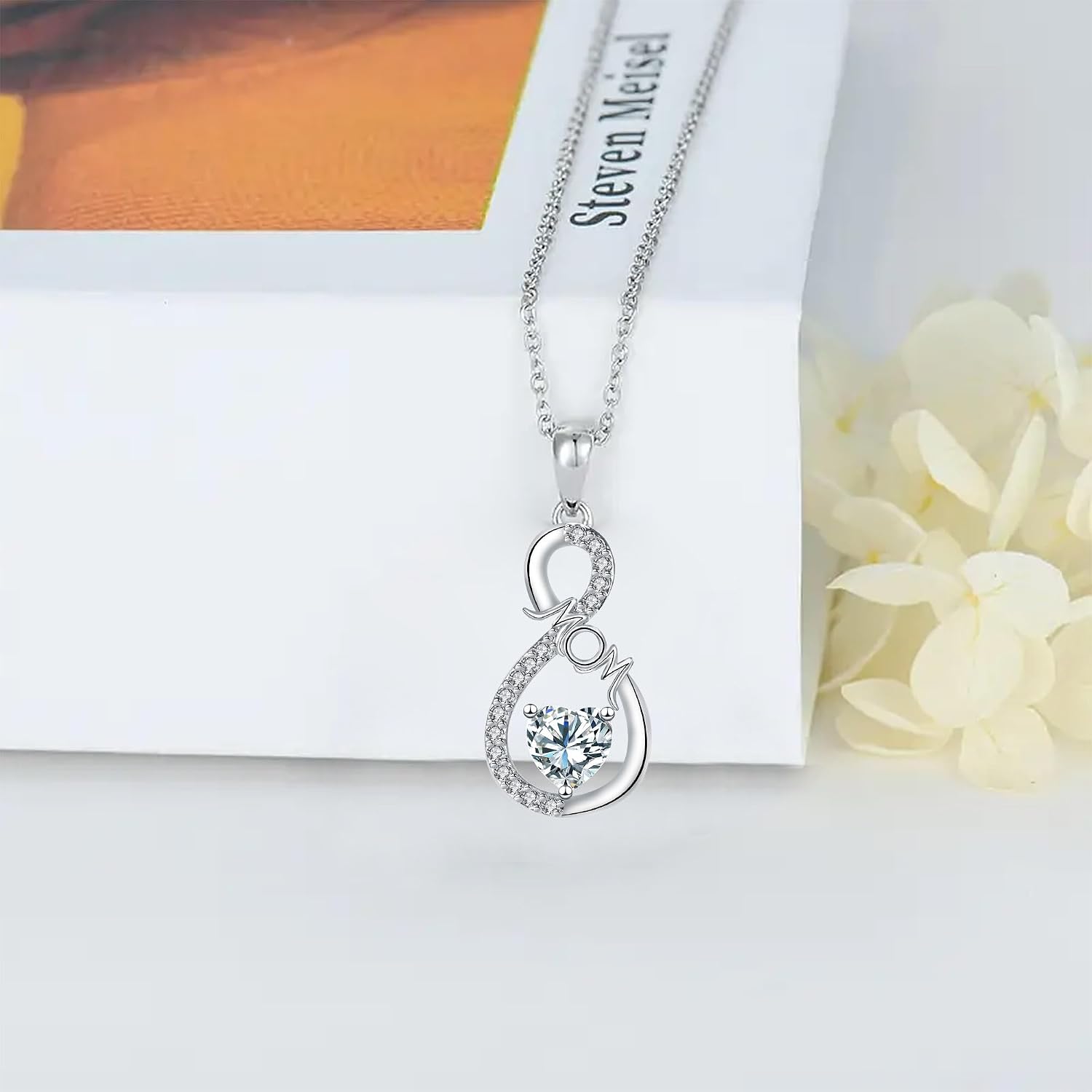 Detalle 2 de Collier J.MUEN pour femme en argent sterling 925 avec pendentif (45+5 cm) — coffret cadeau inclus
