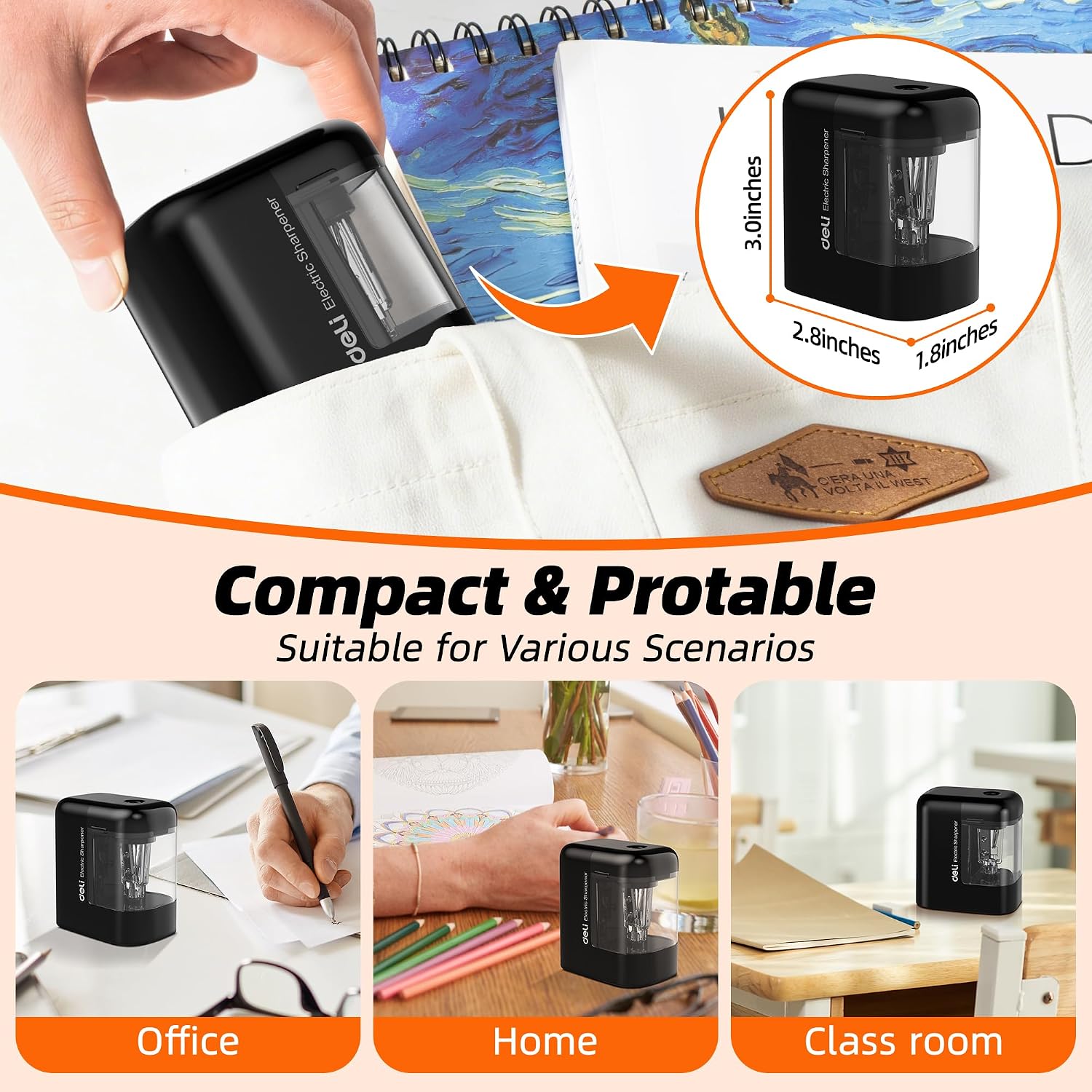 Thumbnail 3 de Deli Electric Pencil Sharpener, Black