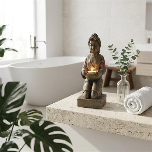 Thumbnail 3 de INtrenDU Figura de Buda con portavelas de 39 cm — Bronce