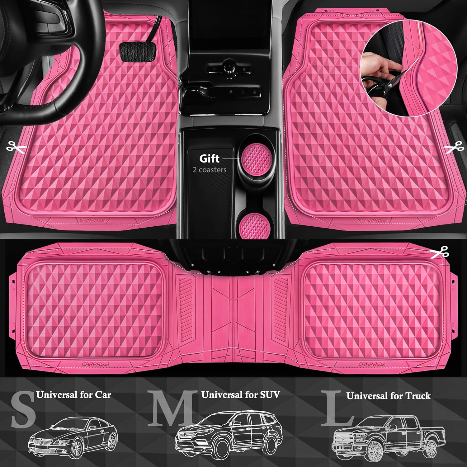 Thumbnail 2 de CAR PASS Heavy Duty Rubber Floor Mats 3D Trunk Liner