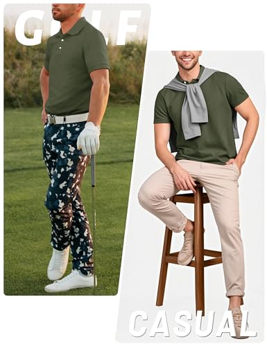 Thumbnail 5 de TACVASEN Polo Hombre Manga Corta – Camisa Polo Deportiva Verdes Ejército, Secado Rápido y Transpirable
