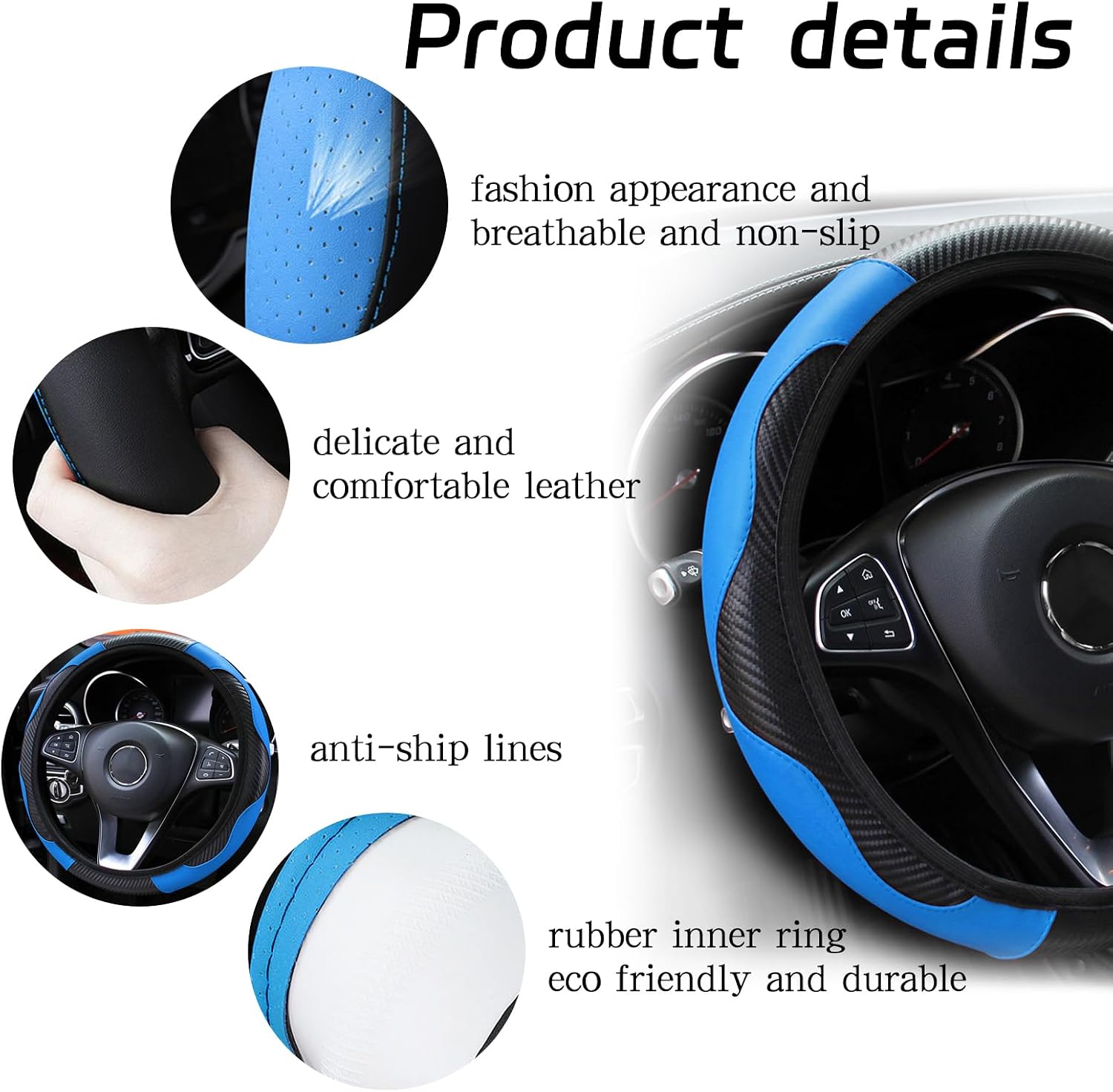 Detalle 2 de VidFair Steering Wheel Cover Leather 14.5-15in