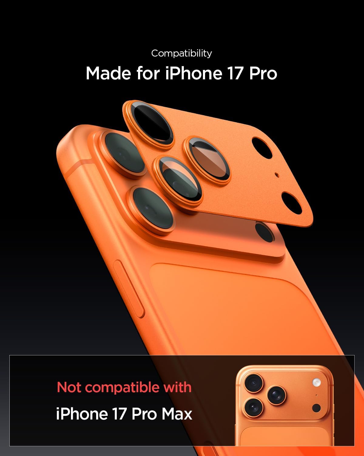 Thumbnail 1 de Spigen Glas.tR EZ Fit Optik Pro XL pour iPhone 17 Pro (Protection caméra) – Orange cosmique