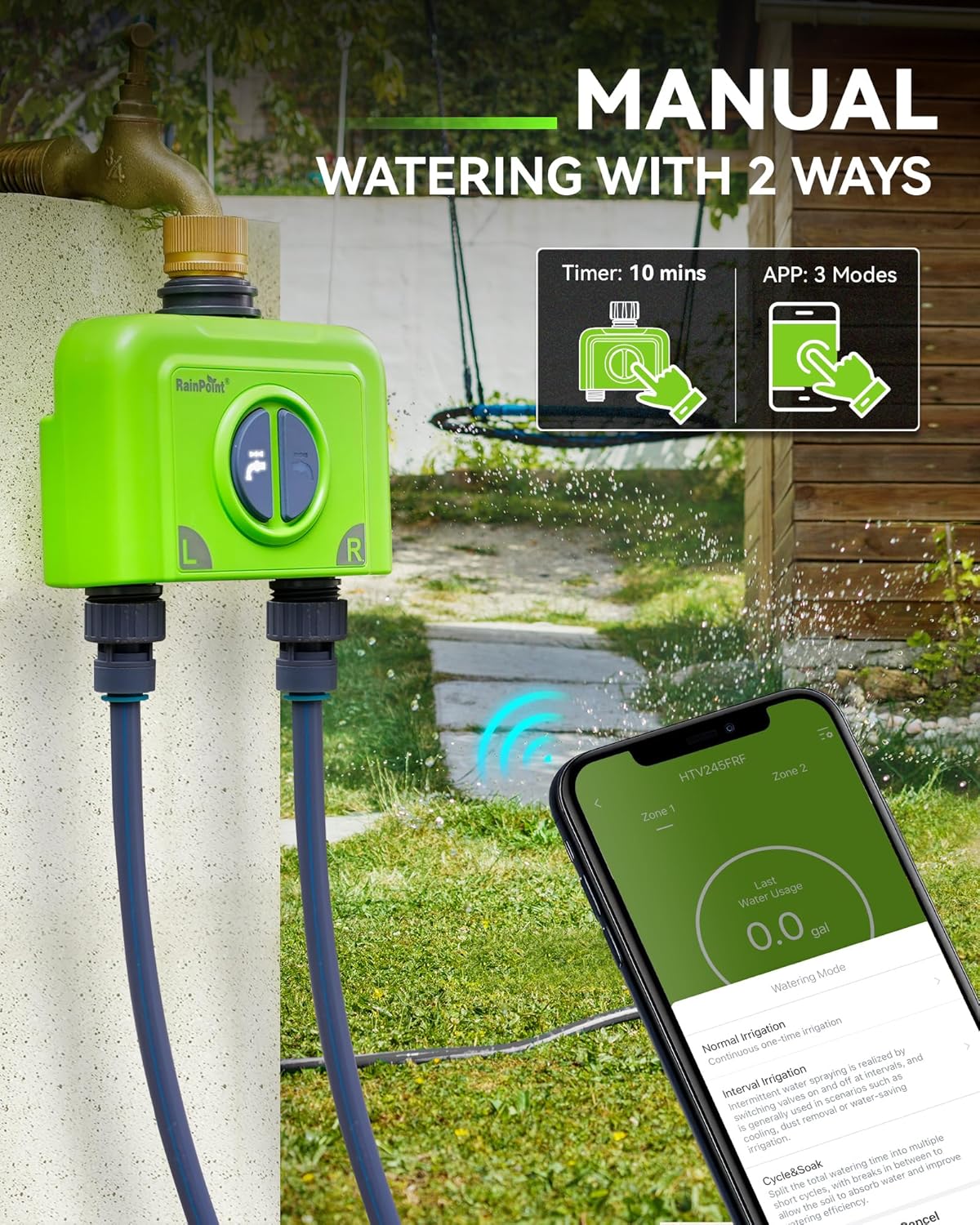 Thumbnail 5 de RAINPOINT WiFi Water Timer (2 outlets) with Smart Gateway hub for weather-based smart irrigation