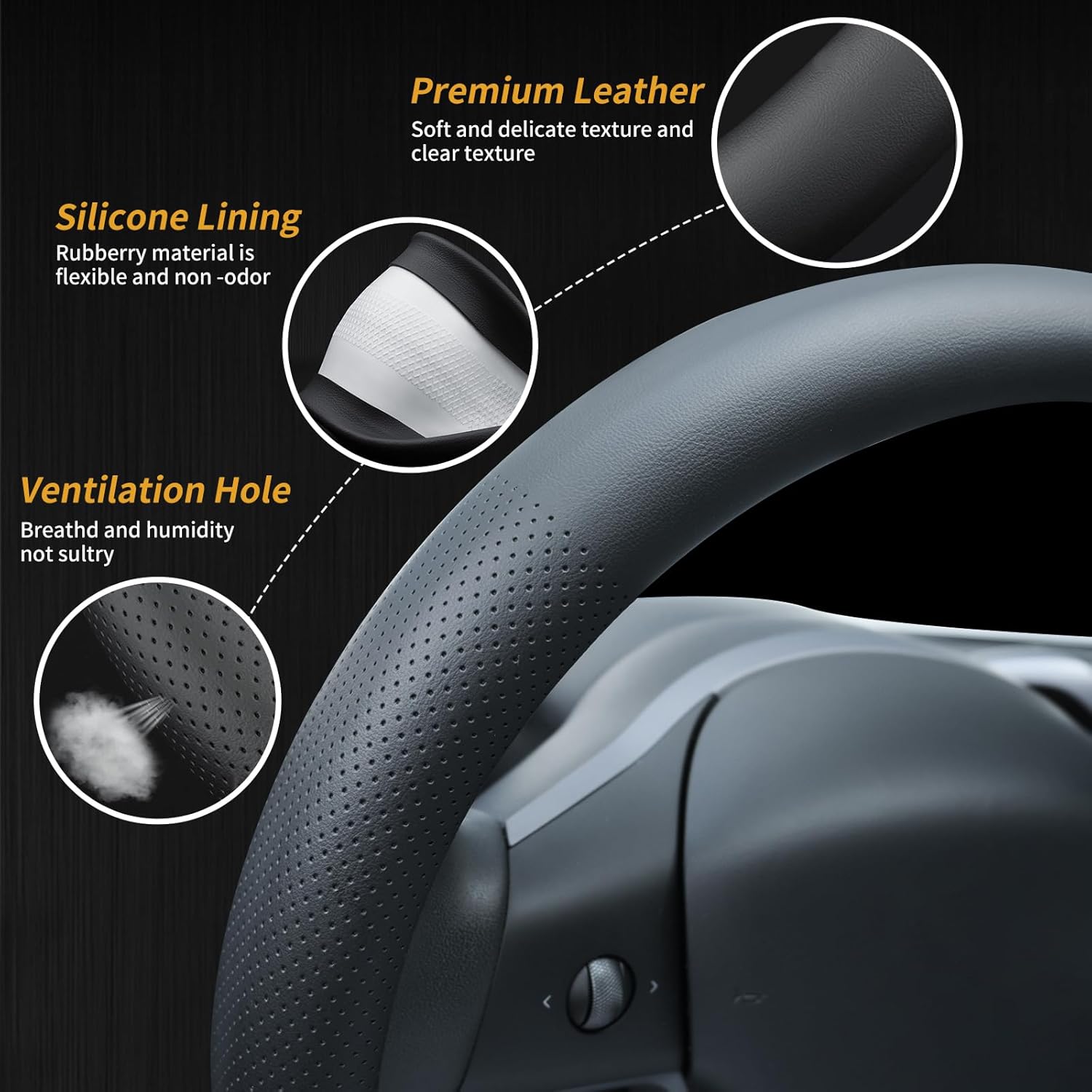 Thumbnail 4 de Uxcer Nappa Leather Steering Wheel Cover 2026